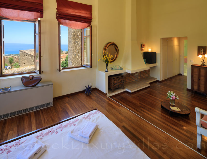 The suite of the exclusive historic villa in a traditional village of Crete