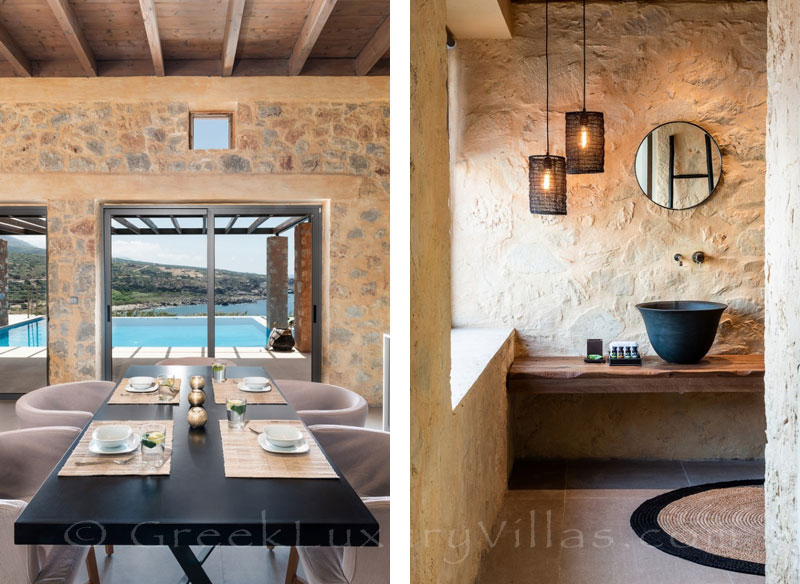 Interior of seafront villa with pool in Crete