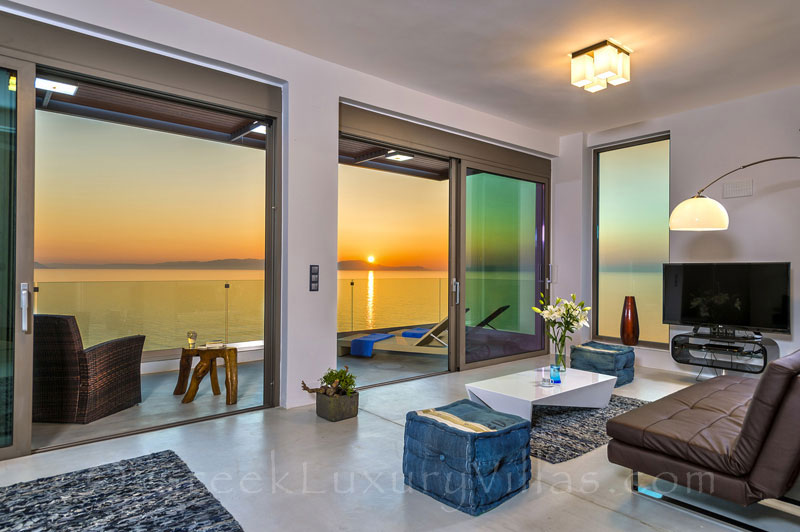 Sunset at the seafront of the villa