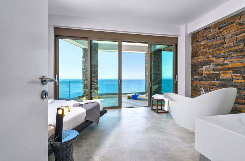 Seaview of the master bedroom of the modern luxury villa