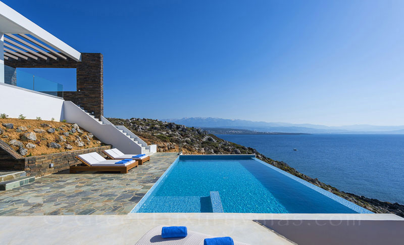 The view of the sea from the modern luxury villa in Crete