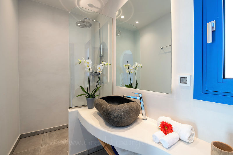 private bathroom at luxury villa in Elounda, Crete, Greece