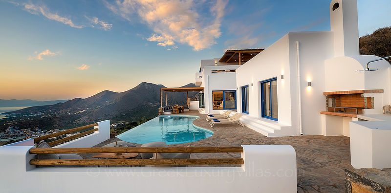 View over Elounda Bay from luxury villa in Crete, Greece
