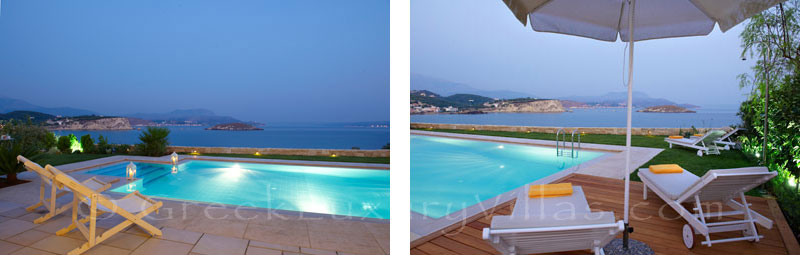 Luxury pool sea view of island style villa in Almyrida Crete