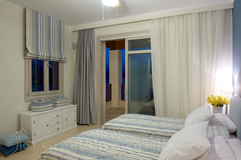 Bedroom of traditional style seafront villa in Almyrida Crete
