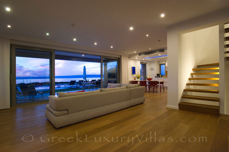 Interior of modern seafront villa in Almyrida Crete