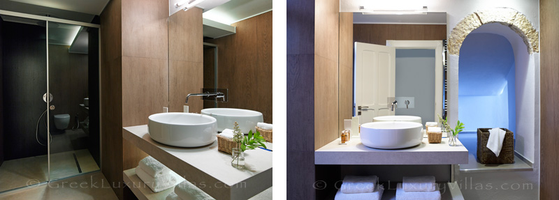 moderne Badezimmer der Luxusvilla in der Nähe von Sivota