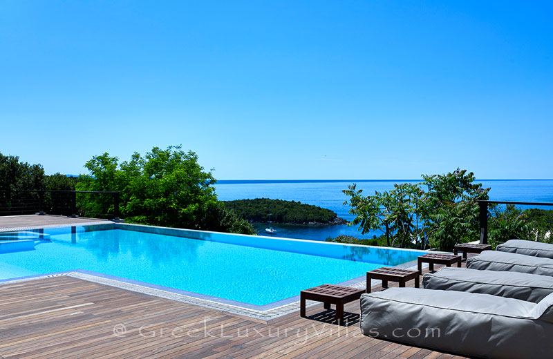 A luxury villa with a heated pool in Sivota