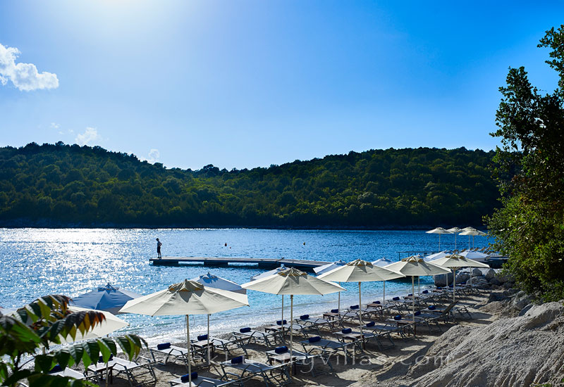 The beach of Sivota that is near the luxury villa with a heated pool