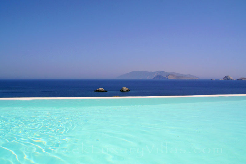 Sea view from the pool area in Folegandros villas