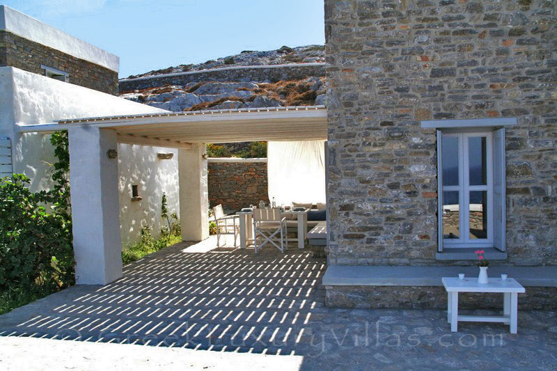 Pergola of seafront villas in Folegandros