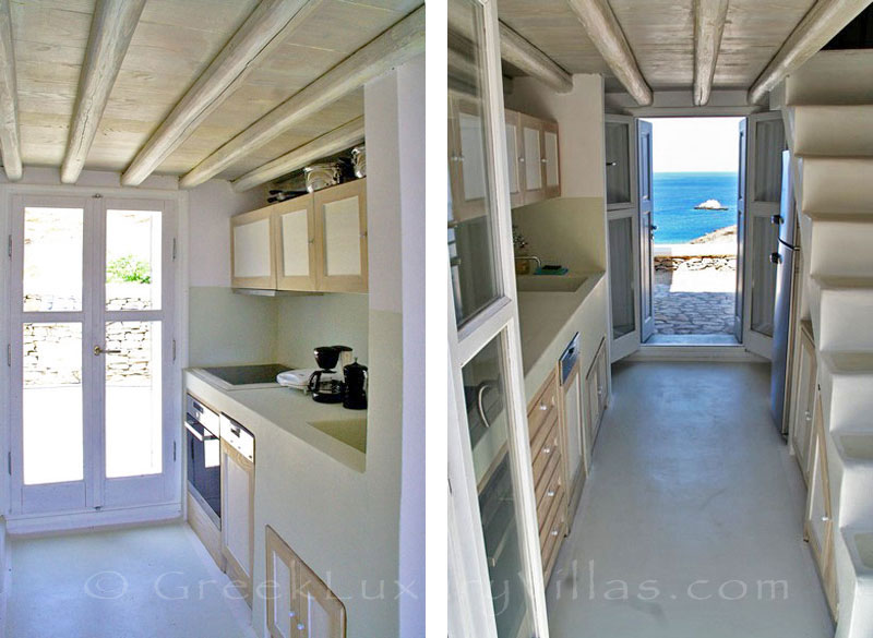 Kitchen of seafront villa with pool on Folegandros