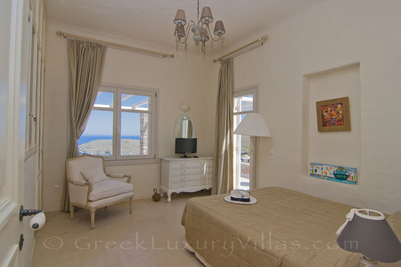 Seaview bedroom of private villa in Kea