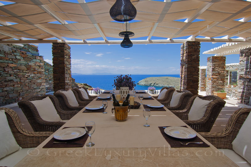 Kea private luxury villa outdoor dining sea view