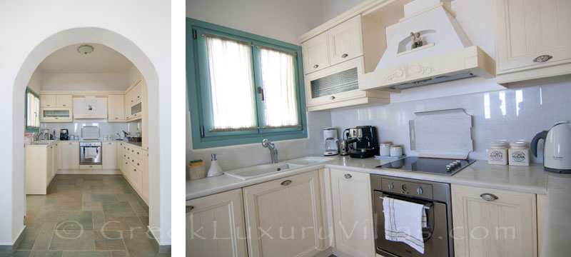 Kitchen of luxury villa with pool on Koufonisi