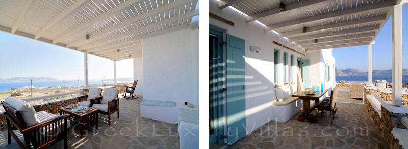 Veranda sea view of luxury villa with pool in Koufonisi