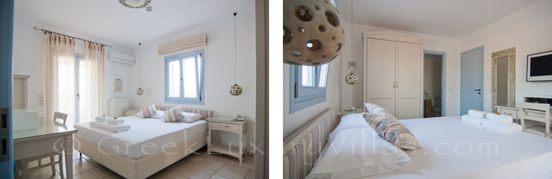 Double bedroom of luxury villa with pool in Koufonisi
