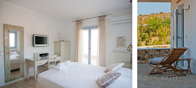 Double bedroom of luxury villa with pool on Koufonisi