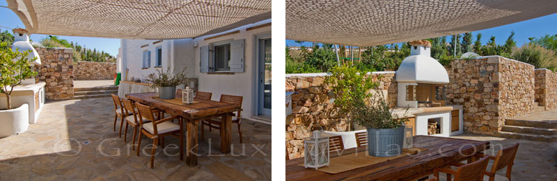 Bbq area of luxury villa with pool on Koufonisi