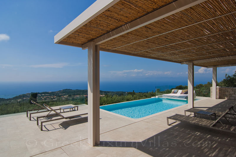 Seaview from the pool of a luxurious villa in Lefkas