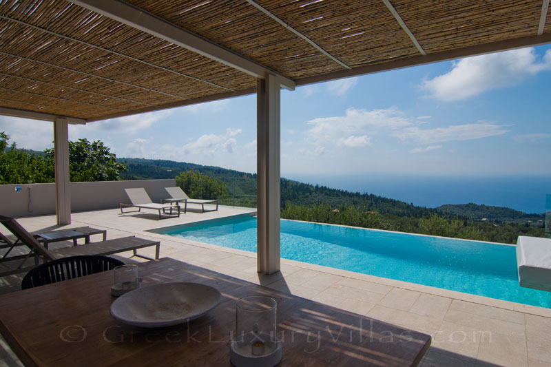 Seaview from the infinity pool in a luxurious villa in Lefkas