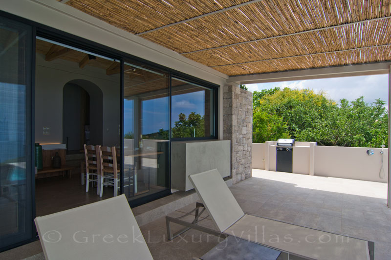 The seaview from the open plan veranda of athe modern villa