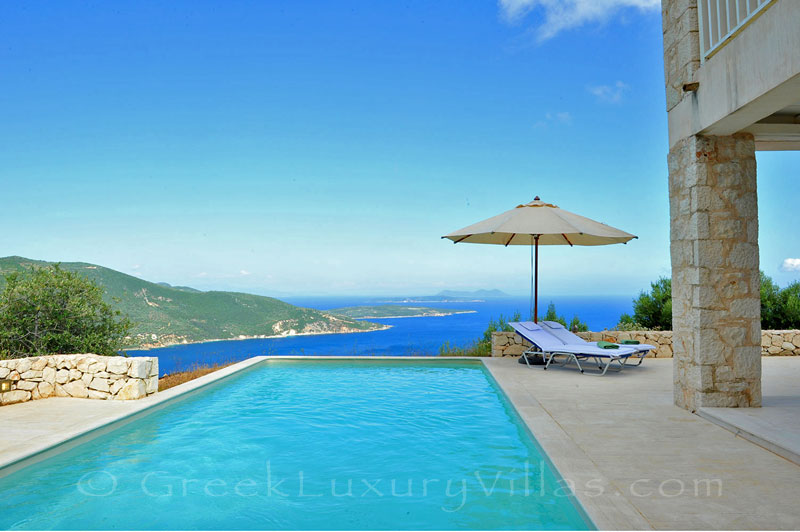 A luxury villa with a pool that sleeps six people and has great seaview in Lefkada