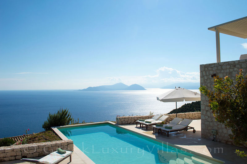 A luxury villa with a pool and stunning seaview in Lefkas