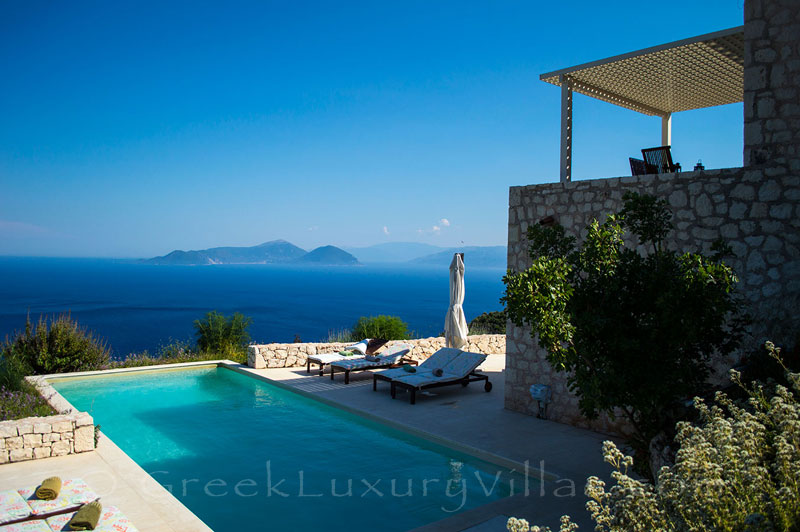 A luxury villa  with a pool and amazing seaview of Lefkas