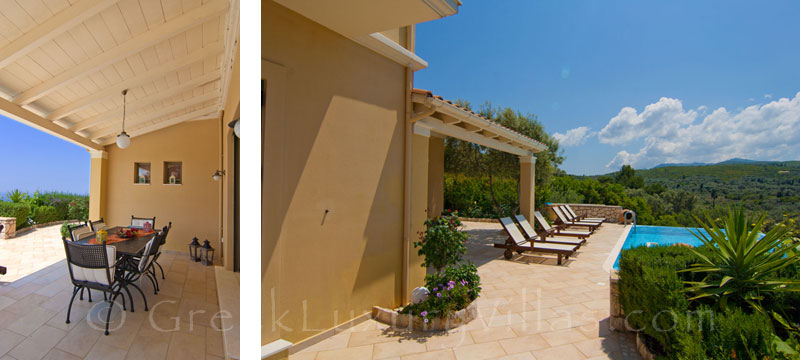 The seaview from a luxurious villa with a pool in Lefkas