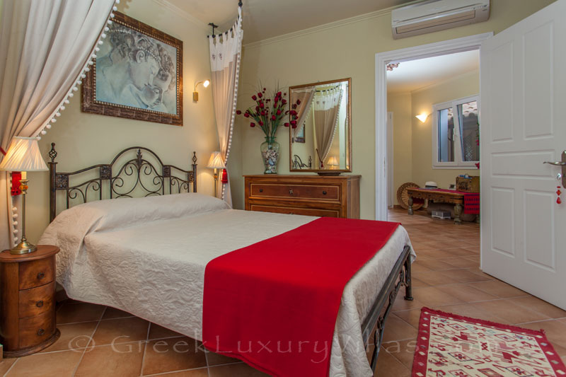 bedroom of modern villa with pool in Lefkas