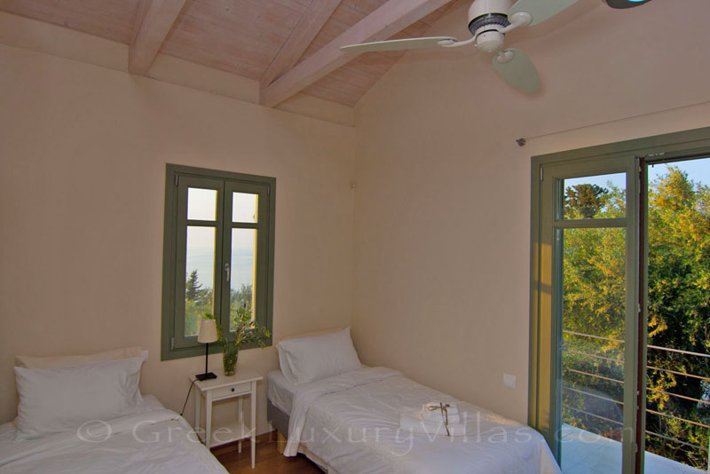 Seaview from the single-beds bedroom in a villa with a pool in Lefkas