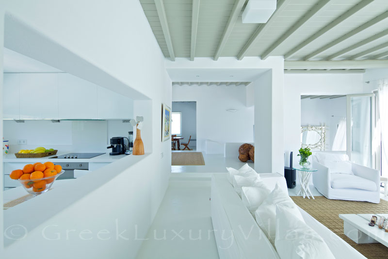 Mykonos Kalafatis-Beach luxury villa open plan kitchen