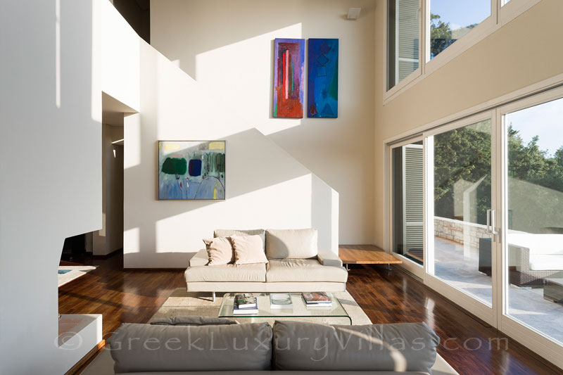 lounge with sea view luxury villa greek island