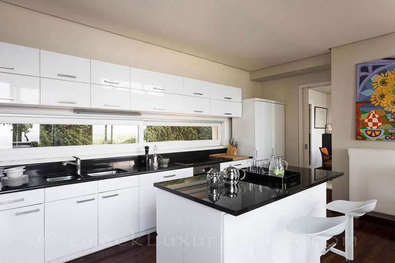 kitchen of luxury villa on the beach Paxos
