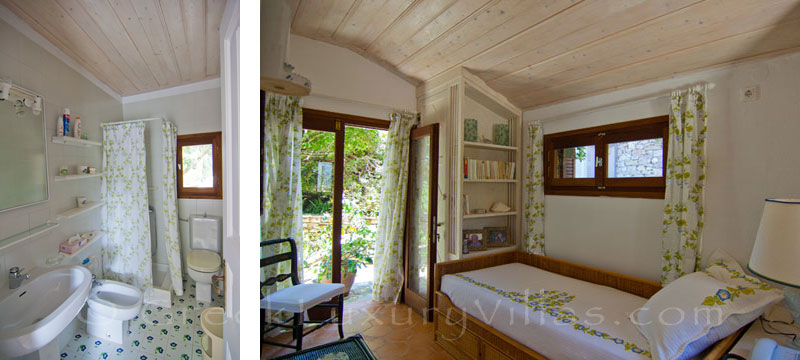 A bedroom by the garden of a beachfront villa in Paxos