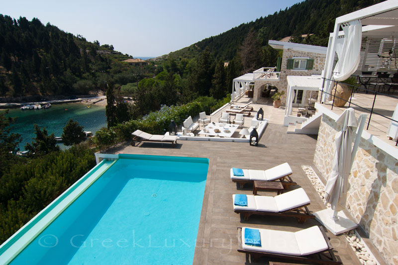 A seafront luxury villa with a boat parking in Paxos