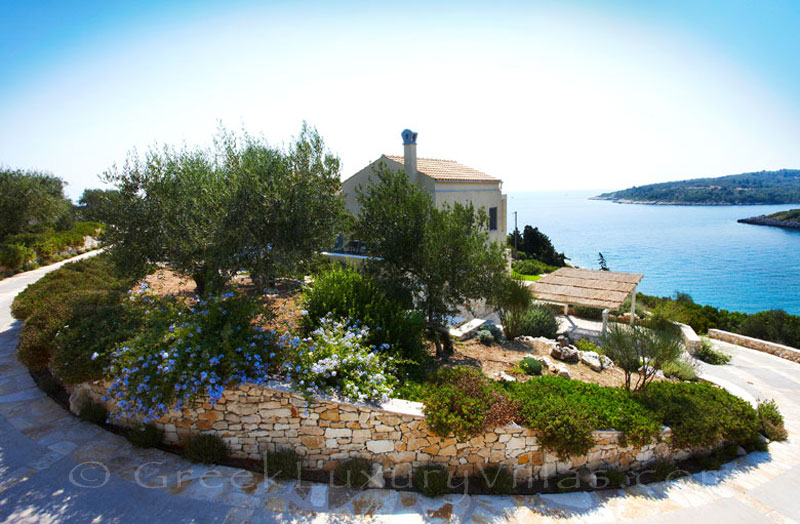 Seaview from a beachfront villa with a pool in Paxos