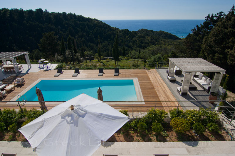 A modern luxury villa with a pool and seaview in Paxos