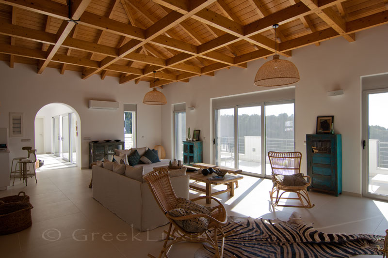 The living-room in a modern luxury villa with a pool and seaview in Paxosvilla in Paxos