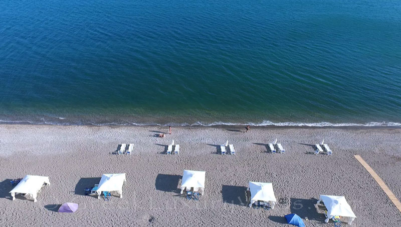Beach bungalows on the beach of Peloponnese
