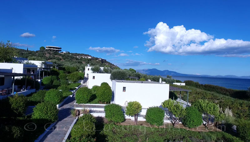 The beachfront where bungalows on the beach of Peloponnese are situated