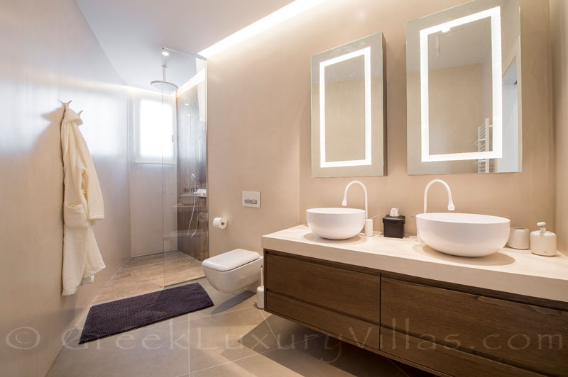 Ensuite bathroom modern luxury villa Gialova Costa Navarino