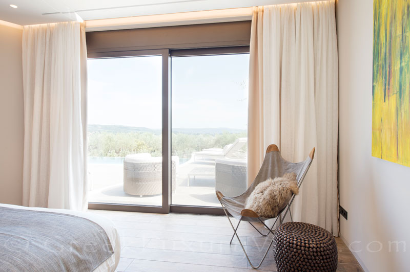 Bedroom view from contemporary luxury villa near Pylos