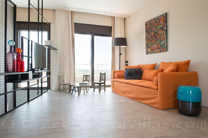Spielecke der Luxusvilla in Gialova, Pylos, Costa Navarino