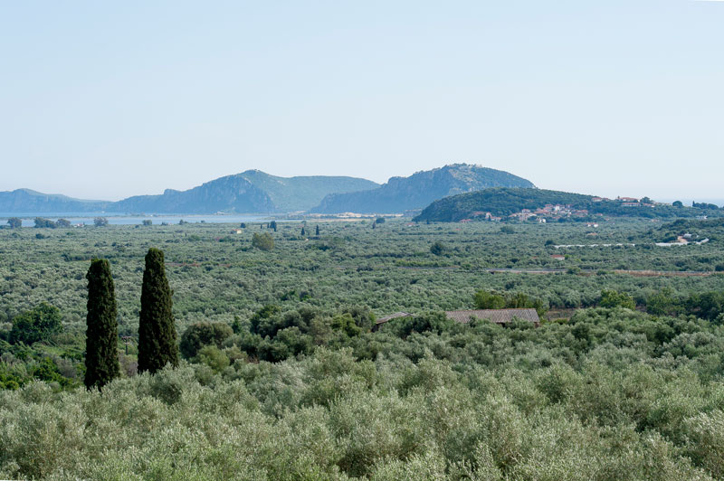 Blick von der Dachterrasse auf Costa Navarino, Pylos, Gialova