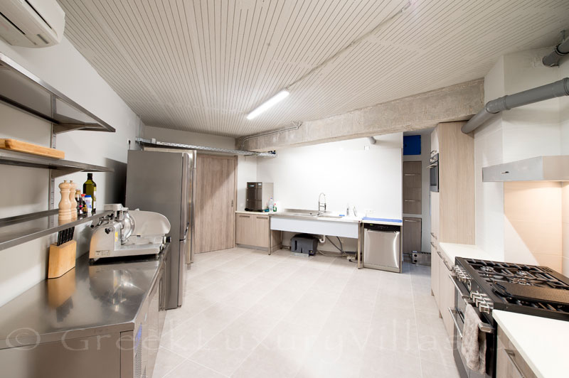 Professional kitchen of contemporary villa in Costa Navarino, Gialova