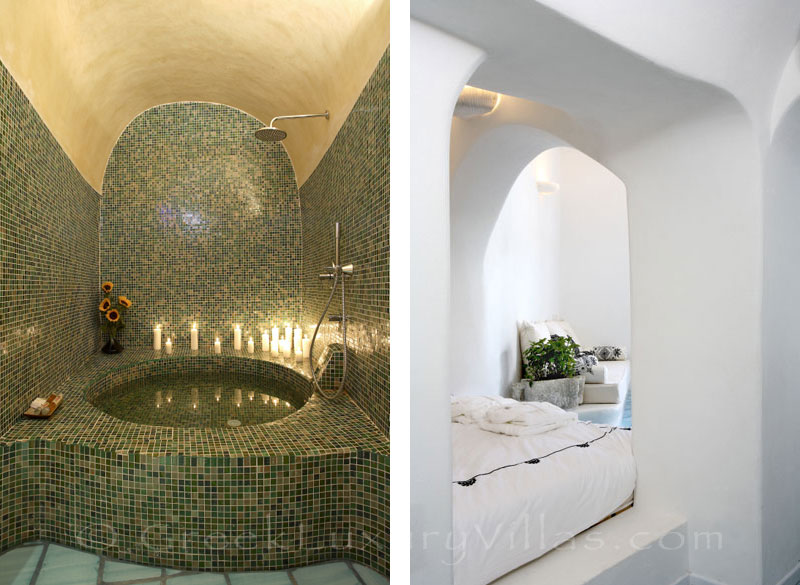 A bathroom of a luxury villa in Fira, Santorini