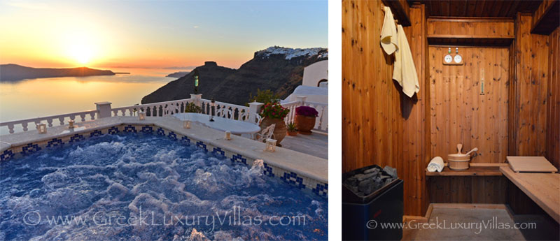 A large villa in Santorini with a pool on the cliff