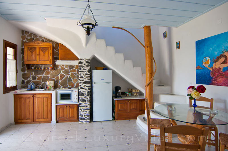 Open plan kitchen of villa for two in walking distance to the beach, Skyros
